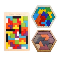 Wooden tangram jigsaw - puzzle blocks - educational toyWooden