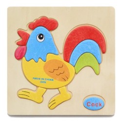 Quebra-cabeça de madeira com animais de desenho animado - brinquedo educativo para crianças
