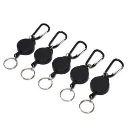 Mini chaveiro telescópico - corda de puxar retrátil - com mosquetão - 5 peças