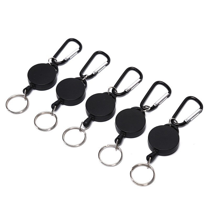 Mini telescopic keychain - retractable pull rope - with carabiner - 5 piecesKeyrings