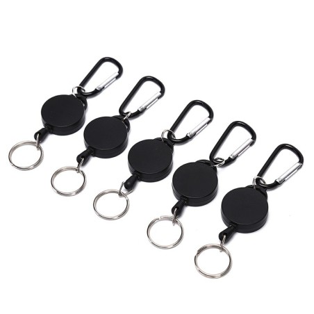 Mini telescopic keychain - retractable pull rope - with carabiner - 5 piecesKeyrings