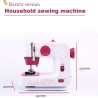 Mini electric sewing machine - dual speed - double threads - leaves / birds patternTextile