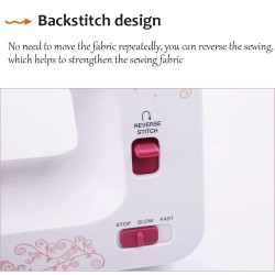 Mini electric sewing machine - dual speed - double threads - leaves / birds patternTextile