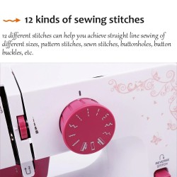 Mini electric sewing machine - dual speed - double threads - leaves / birds patternTextile