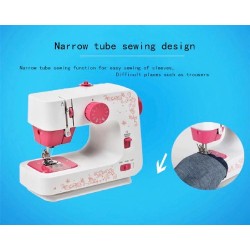Mini electric sewing machine - dual speed - double threads - leaves / birds patternTextile
