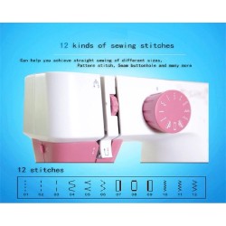 Mini electric sewing machine - dual speed - double threads - leaves / birds patternTextile