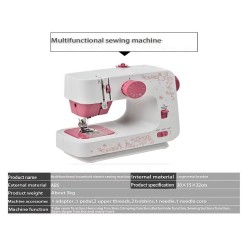 Mini electric sewing machine - dual speed - double threads - leaves / birds patternTextile