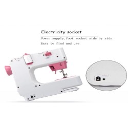 Mini electric sewing machine - dual speed - double threads - leaves / birds patternTextile