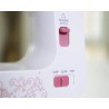 Mini electric sewing machine - dual speed - double threads - leaves / birds patternTextile
