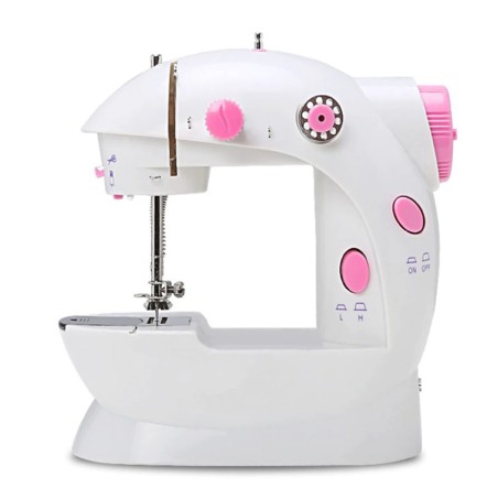 Mini portable sewing machine - with foot pedal - double threads - LED - pinkTextile