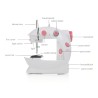 Mini portable sewing machine - with foot pedal - double threads - LED - pinkTextile