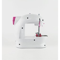 Mini portable sewing machine - with foot pedal - double threads - LED - pinkTextile