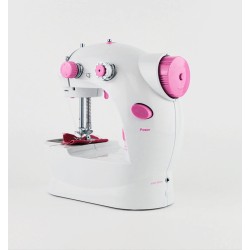 Mini portable sewing machine - with foot pedal - double threads - LED - pinkTextile