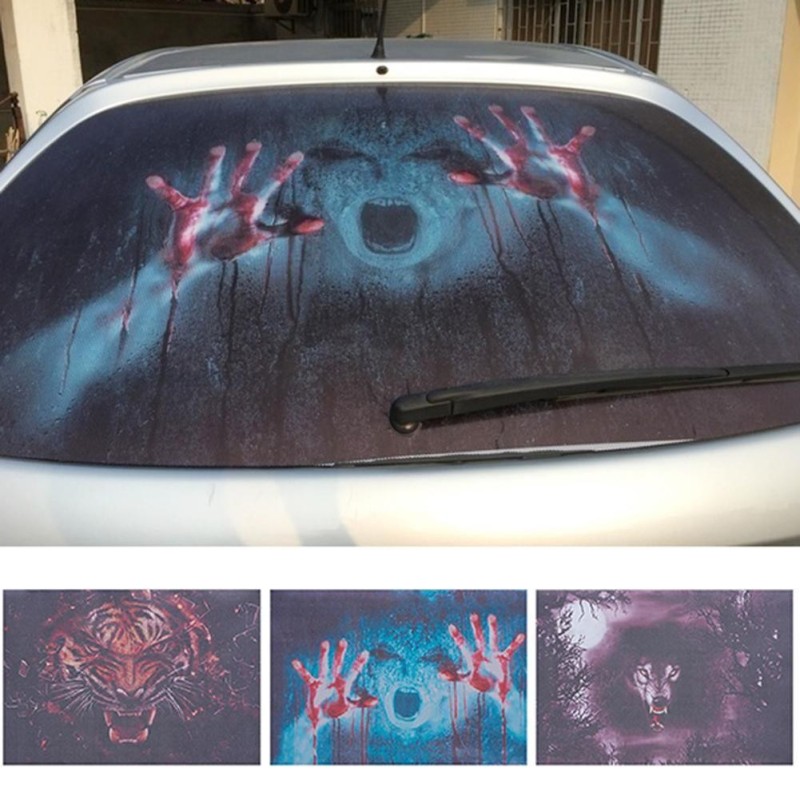 Adesivo de pára-brisa traseiro do carro - à prova d'água - pára-sol - design horror