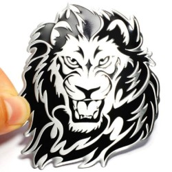 Adesivo de carro / moto - emblema de metal - cabeça de leão 3D