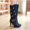 Botas de salto alto jeans da moda