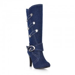 Botas de salto alto jeans da moda