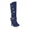 Botas de salto alto jeans da moda