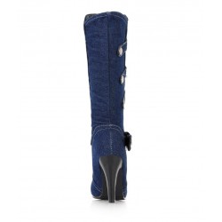 Botas de salto alto jeans da moda