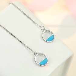 Brincos elegantes com corrente longa / pingente redondo - prata de lei 925