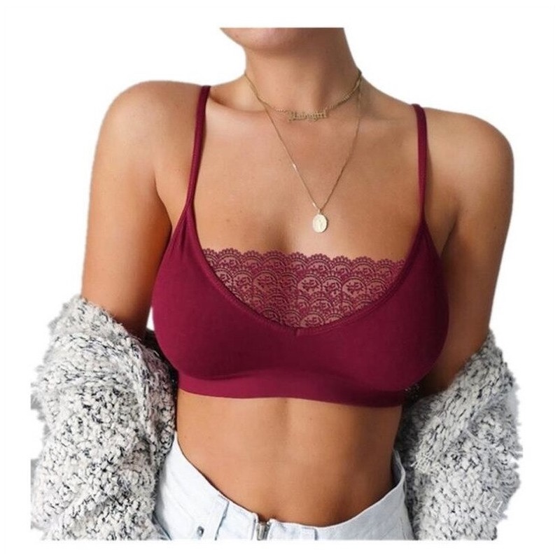 Sutiã sem fio sexy - top curto - com renda