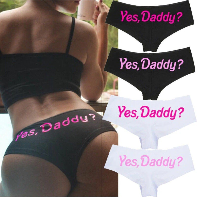 Calcinha sexy e engraçada - calcinha de algodão - letras "Yes Daddy"