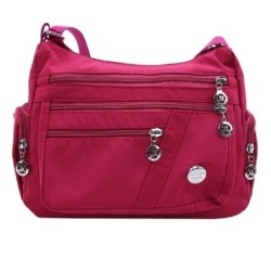 Bolsa de ombro elegante - com zíper - grande capacidade - nylon - impermeável