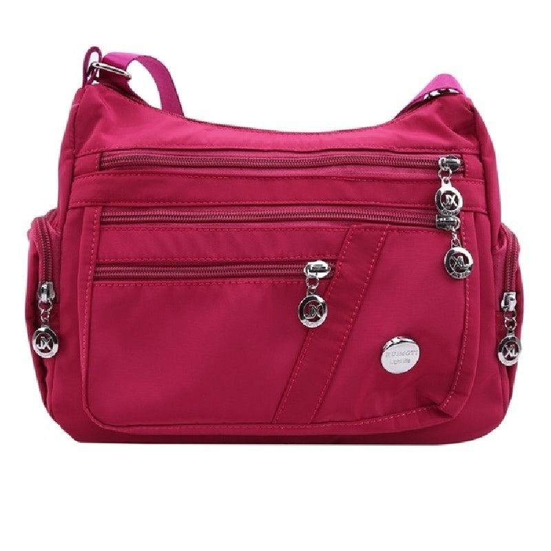 Bolsa de ombro elegante - com zíper - grande capacidade - nylon - impermeável