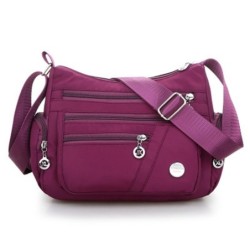 Bolsa de ombro elegante - com zíper - grande capacidade - nylon - impermeável