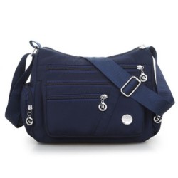Bolsa de ombro elegante - com zíper - grande capacidade - nylon - impermeável