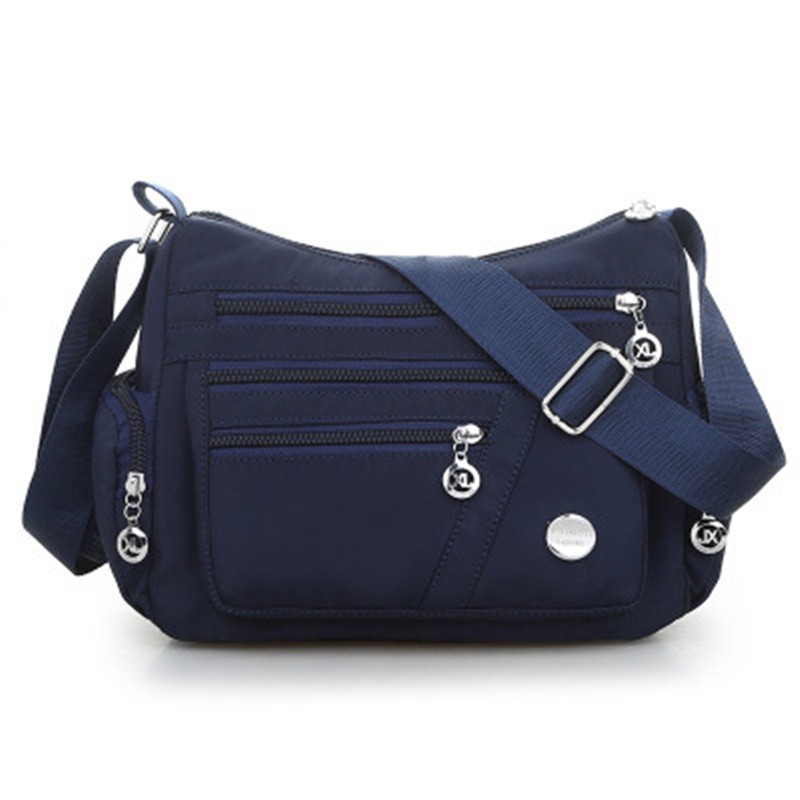 Bolsa de ombro elegante - com zíper - grande capacidade - nylon - impermeável