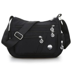 Bolsa de ombro elegante - com zíper - grande capacidade - nylon - impermeável
