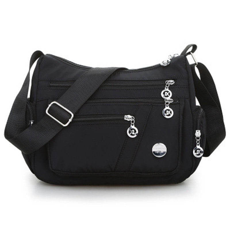 Bolsa de ombro elegante - com zíper - grande capacidade - nylon - impermeável