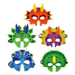 Máscaras engraçadas em forma de animal - dinossauro - para crianças - Halloween / festa - 5 peças