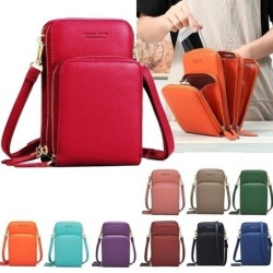 Bolsa de ombro pequena - com zíperes / tela sensível ao toque - multifuncional - couro