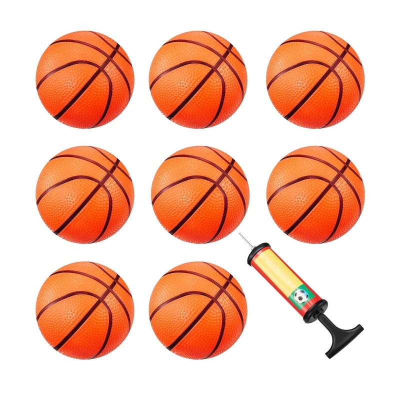 Mini bolas de basquete - infláveis - com inflador - 8 peças