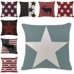 Decorative cushion cover case - linen - geometry / pentagram printed - 45 * 45cmCushion covers