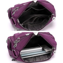 Bolsa de ombro elegante - com zíper - grande capacidade - nylon - impermeável