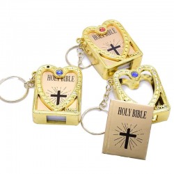 Mini Holy Bible - Cross - heart - crystal - keychainKeyrings