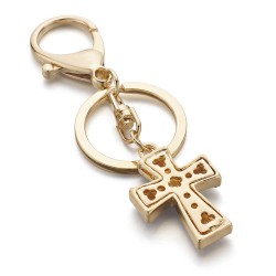 Porta-chaves com uma cruz de cristal