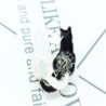Broche de esmalte na moda - gato duplo branco / preto - alfinete