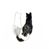 Broche de esmalte na moda - gato duplo branco / preto - alfinete