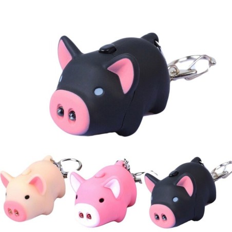 Mini pig with keychain - luminous - with sound / LEDKeyrings