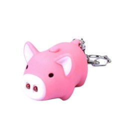 Mini pig with keychain - luminous - with sound / LEDKeyrings