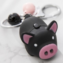 Mini pig with keychain - luminous - with sound / LEDKeyrings