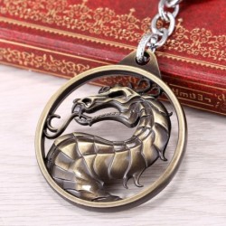 Chaveiro redondo de metal com dragão