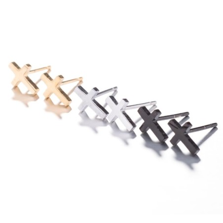 Small stud earrings - cross / stick / skull - unisex - stainless steelEarrings