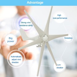 Gerador de turbina eólica - 6 pás - trifásico - 9000W - 48V