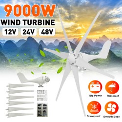 Gerador de turbina eólica - 6 pás - trifásico - 9000W - 48V