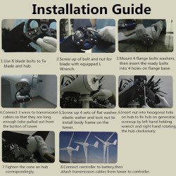 Gerador de turbina eólica - 6 pás - trifásico - 9000W - 48V